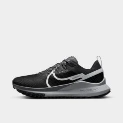 Women's Nike React Pegasus Trail 4 Trail Running Shoes Black/Dark Grey/Wolf Grey/Aura - DJ6159 001