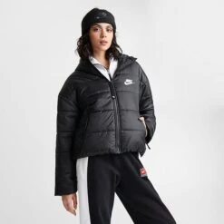 Women's Nike Sportswear Therma-FIT Repel Hooded Classic Puffer Jacket Black/Black/White - DJ6995 010 10 Women's Nike Sportswear Therma-FIT Repel Hooded Classic Puffer Jacket Black/Black/White - DJ6995 010 -Fashion General Store DJ6995 010 M3