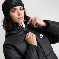 Women's Nike Sportswear Therma-FIT Repel Hooded Classic Puffer Jacket Black/Black/White - DJ6995 010 12 Women's Nike Sportswear Therma-FIT Repel Hooded Classic Puffer Jacket Black/Black/White - DJ6995 010 -Fashion General Store DJ6995 010 M5