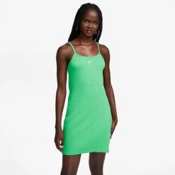 Women's Nike Sportswear Essential Ribbed Dress Spring Green/White - DM6230 363