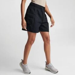 Women's Nike Sportswear Essential Woven High-Rise Shorts Black/White - DM6247 010 -Fashion General Store DM6247 010 M3