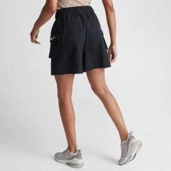 Women's Nike Sportswear Essential Woven High-Rise Shorts Black/White - DM6247 010 -Fashion General Store DM6247 010 M4