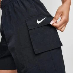 Women's Nike Sportswear Essential Woven High-Rise Shorts Black/White - DM6247 010 -Fashion General Store DM6247 010 M5