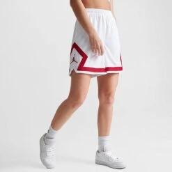 Nike Women's Jordan Heritage Diamond Shorts White/Gym Red - DO5032 100 -Fashion General Store DO5032 100 M3