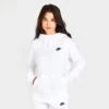 Women's Nike Sportswear Club Fleece Funnel-Neck Hoodie White/Black - DQ5415 100 -Fashion General Store DQ5415 100 M1