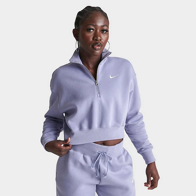 Women's Nike Sportswear Phoenix Fleece Oversized Half-Zip Crop Sweatshirt Indigo Haze - DQ5767 519 3 Women's Nike Sportswear Phoenix Fleece Oversized Half-Zip Crop Sweatshirt Indigo Haze - DQ5767 519