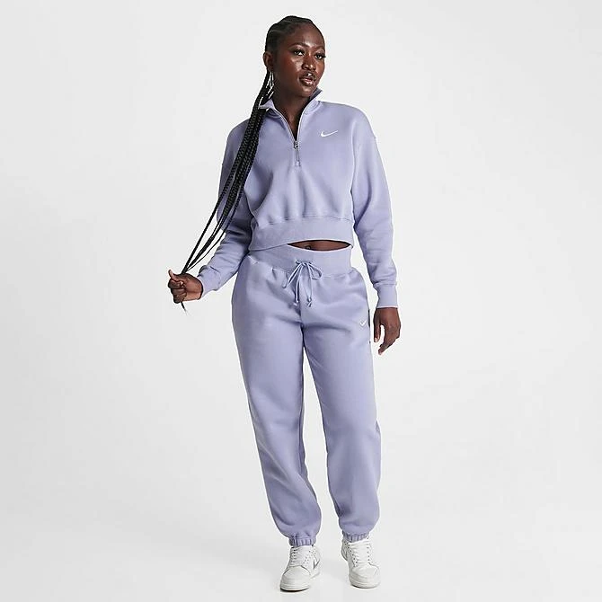 Women's Nike Sportswear Phoenix Fleece Oversized Half-Zip Crop Sweatshirt Indigo Haze - DQ5767 519 4 Women's Nike Sportswear Phoenix Fleece Oversized Half-Zip Crop Sweatshirt Indigo Haze - DQ5767 519 - Image 2