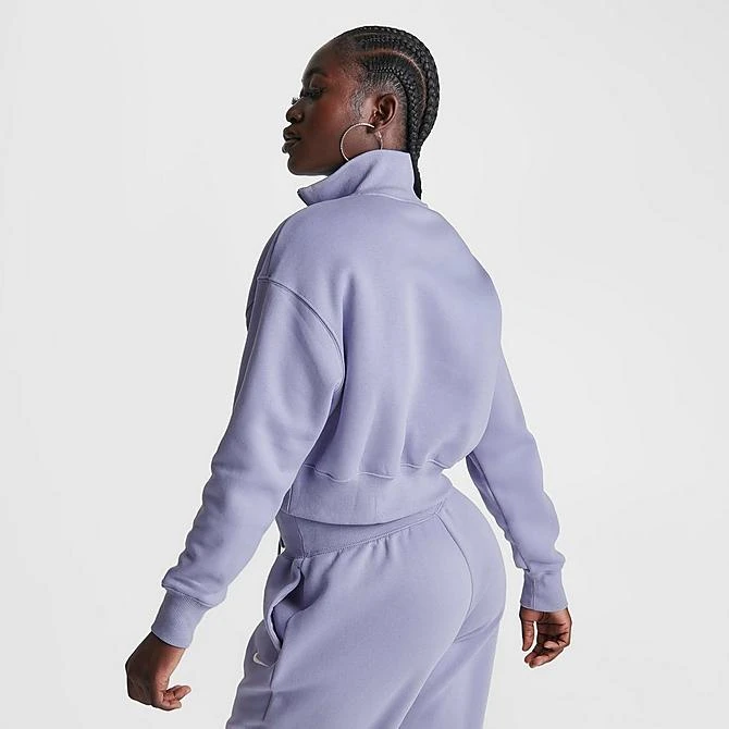 Women's Nike Sportswear Phoenix Fleece Oversized Half-Zip Crop Sweatshirt Indigo Haze - DQ5767 519 6 Women's Nike Sportswear Phoenix Fleece Oversized Half-Zip Crop Sweatshirt Indigo Haze - DQ5767 519 - Image 4