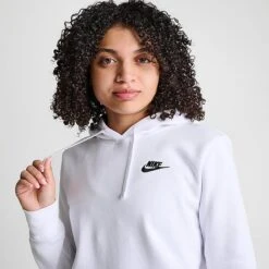 Women's Nike Sportswear Club Fleece Pullover Hoodie White/Black - DQ5793 100 -Fashion General Store DQ5793 100 M5