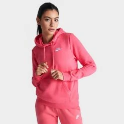 Women's Nike Sportswear Club Fleece Pullover Hoodie Sea Coral - DQ5793 894