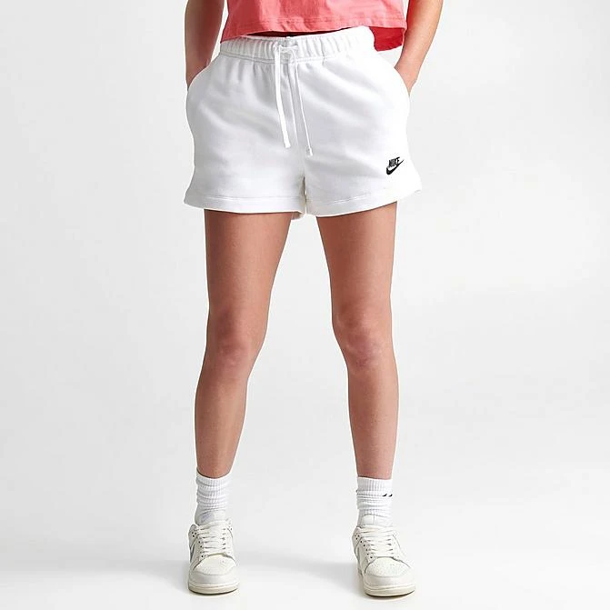 Women's Nike Sportswear Club Fleece Mid-Rise Shorts White/Black - DQ5802 100 3 Women's Nike Sportswear Club Fleece Mid-Rise Shorts White/Black - DQ5802 100