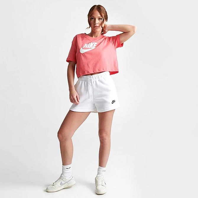 Women's Nike Sportswear Club Fleece Mid-Rise Shorts White/Black - DQ5802 100 4 Women's Nike Sportswear Club Fleece Mid-Rise Shorts White/Black - DQ5802 100 - Image 2