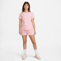 Women's Nike Sportswear Club Fleece Mid-Rise Shorts Medium Soft Pink/White - DQ5802 690 -Fashion General Store DQ5802 690 M3