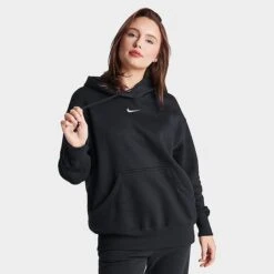 Women's Nike Sportswear Phoenix Fleece Oversized Pullover Hoodie Black/Sail - DQ5860 010