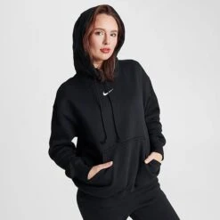 Women's Nike Sportswear Phoenix Fleece Oversized Pullover Hoodie Black/Sail - DQ5860 010 -Fashion General Store DQ5860 010 M3
