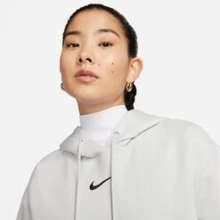 Women's Nike Sportswear Phoenix Fleece Oversized Pullover Hoodie Photon Dust/Black - DQ5860 025 -Fashion General Store DQ5860 025 M4