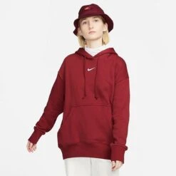 Women's Nike Sportswear Phoenix Fleece Oversized Pullover Hoodie Team Red/White - DQ5860 677