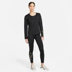 Women's Nike One Therma-FIT Mid-Rise Training Tights Black/White - DQ6186 010 -Fashion General Store DQ6186 010 M3