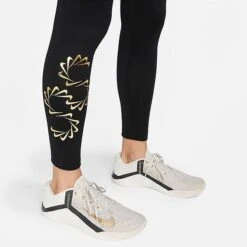 Women's Nike One Therma-FIT Mid-Rise Training Tights Black/White - DQ6186 010 -Fashion General Store DQ6186 010 M5