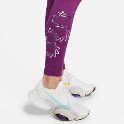 Women's Nike One Therma-FIT Mid-Rise Training Tights Viotech/Black - DQ6186 503 -Fashion General Store DQ6186 503 M4