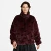Womens Nike Sportswear Plush Fur All-over Print Jacket Burgundy Crush/Black/Black - DQ6842 652 1 Womens Nike Sportswear Plush Fur All-over Print Jacket Burgundy Crush/Black/Black - DQ6842 652 -Fashion General Store DQ6842 652 M1