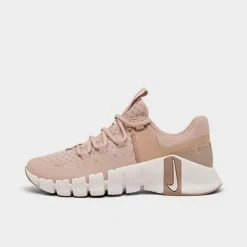 Women's Nike Free Metcon 5 Training Shoes Pink Oxford/White/Diffused Taupe/Gum Light Brown - DV3950 600