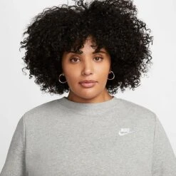 Women's Nike Sportswear Club Fleece Crewneck (Plus Size) Dark Grey Heather/White - DV5087 063 -Fashion General Store DV5087 063 M4