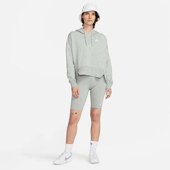 Women's Nike Sportswear Club Fleece Hoodie Dark Grey Heather/White - DV5645 063 4 Women's Nike Sportswear Club Fleece Hoodie Dark Grey Heather/White - DV5645 063 - Image 2