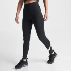 Women's Nike Sportswear Classics Essential Swoosh Leggings Black/Sail - DV7795 010 -Fashion General Store DV7795 010 M3