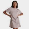 Women's Nike Sportswear Essential Short-Sleeve T-Shirt Dress Diffused Taupe/White - DV7882 272 -Fashion General Store DV7882 272 M1