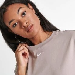 Women's Nike Sportswear Essential Short-Sleeve T-Shirt Dress Diffused Taupe/White - DV7882 272 -Fashion General Store DV7882 272 M5