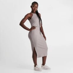 Women's Nike Sportswear Ribbed Jersey High-Waisted Skirt Diffused Taupe/White - DV7956 272 -Fashion General Store DV7956 272 M3