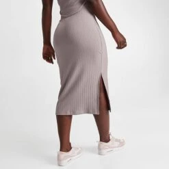 Women's Nike Sportswear Ribbed Jersey High-Waisted Skirt Diffused Taupe/White - DV7956 272 -Fashion General Store DV7956 272 M4