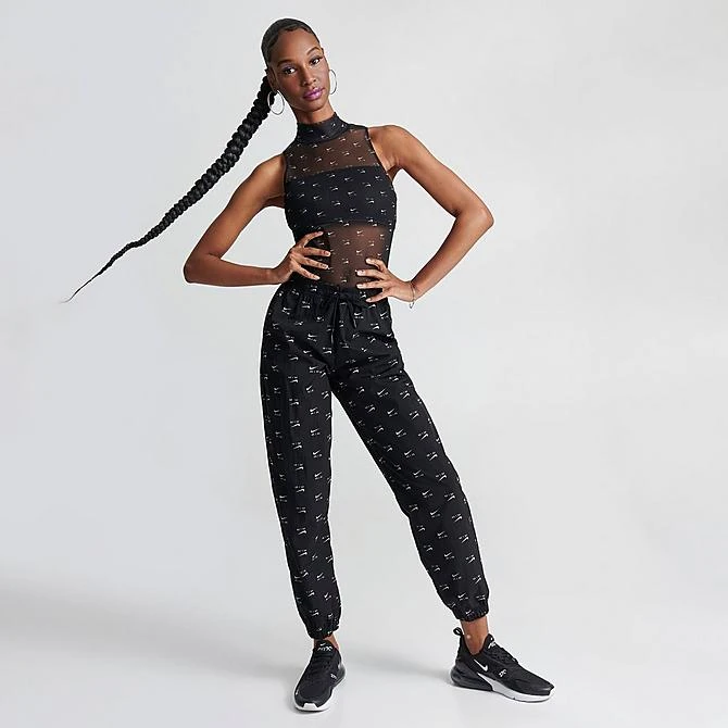 Women's Nike Air Printed Mock Neck Mesh Bodysuit Black - DV8243 010 4 Women's Nike Air Printed Mock Neck Mesh Bodysuit Black - DV8243 010 - Image 2