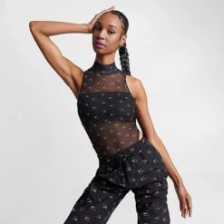 Women's Nike Air Printed Mock Neck Mesh Bodysuit Black - DV8243 010 10 Women's Nike Air Printed Mock Neck Mesh Bodysuit Black - DV8243 010 -Fashion General Store DV8243 010 M3