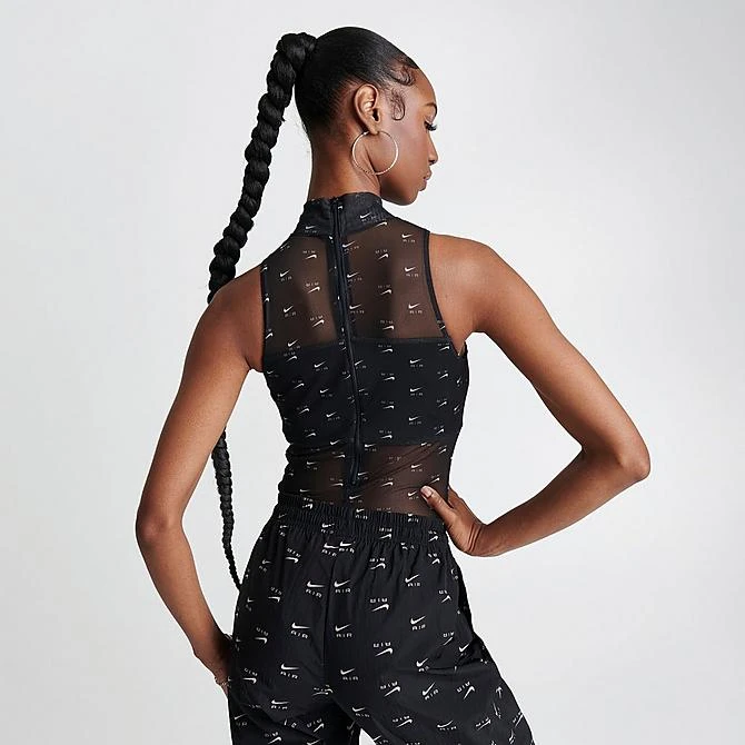 Women's Nike Air Printed Mock Neck Mesh Bodysuit Black - DV8243 010 6 Women's Nike Air Printed Mock Neck Mesh Bodysuit Black - DV8243 010 - Image 4