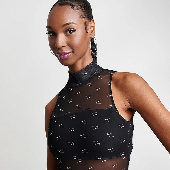 Women's Nike Air Printed Mock Neck Mesh Bodysuit Black - DV8243 010 7 Women's Nike Air Printed Mock Neck Mesh Bodysuit Black - DV8243 010 - Image 5