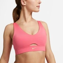 Women's Nike Dri-FIT Indy Plunge Cutout Bra Sea Coral/Celestial Gold - DV9837 894 -Fashion General Store DV9837 894 M4