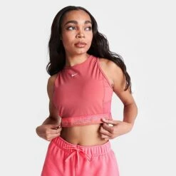 Women's Nike Pro Dri-FIT Crop Tank Adobe/Sea Coral - DX0061 655