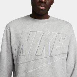Nike Club Fleece+ Futura Fleece Crewneck Sweatshirt Dark Grey Heather - DX0529 063 -Fashion General Store DX0529 063 M4