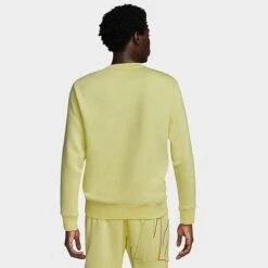 Nike Club Fleece+ Futura Fleece Crewneck Sweatshirt Lemon Chiffon - DX0529 706 -Fashion General Store DX0529 706 M3