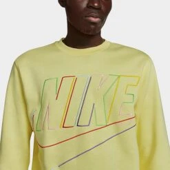 Nike Club Fleece+ Futura Fleece Crewneck Sweatshirt Lemon Chiffon - DX0529 706 -Fashion General Store DX0529 706 M4