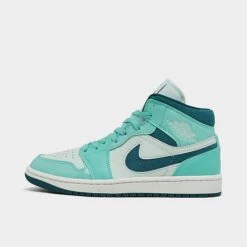 Nike Women's Air Jordan 1 Mid SE Casual Shoes Bleached Turquoise/Sky J Teal/Barely Green - DZ3745 300