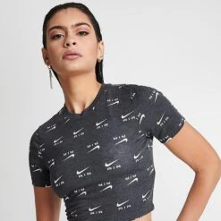 Women's Nike Air Slim-Fit Printed Crop T-Shirt Black - DZ3751 010 -Fashion General Store DZ3751 010 M5