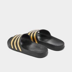 Women's Adidas Originals Adilette Aqua Slide Sandals Black/Gold - EG1758 001 11 Women's Adidas Originals Adilette Aqua Slide Sandals Black/Gold - EG1758 001 -Fashion General Store EG1758 001 P4