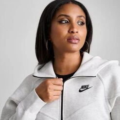 Women's Nike Sportswear Tech Fleece Windrunner Full-Zip Hoodie Light Grey/Heather/Black - FB8338 013 -Fashion General Store FB8338 013 M5