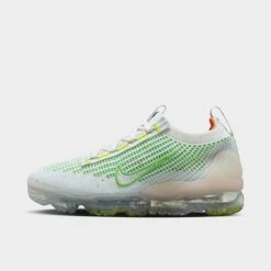 Women's Nike Air VaporMax 2021 Flyknit Running Shoes White/White/Pearl Pink/Sail/Opti Yellow/Action Green - FD0871 100