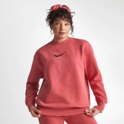 Women's Nike Sportswear Phoenix Fleece Oversized Crewneck Sweatshirt Adobe/Black - FD1128 655 -Fashion General Store FD1128 655 M3