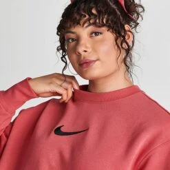 Women's Nike Sportswear Phoenix Fleece Oversized Crewneck Sweatshirt Adobe/Black - FD1128 655 -Fashion General Store FD1128 655 M5