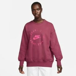 Women's Nike Sportswear Phoenix Fleece Oversized Crewneck Sweatshirt Rosewood - FD4234 653